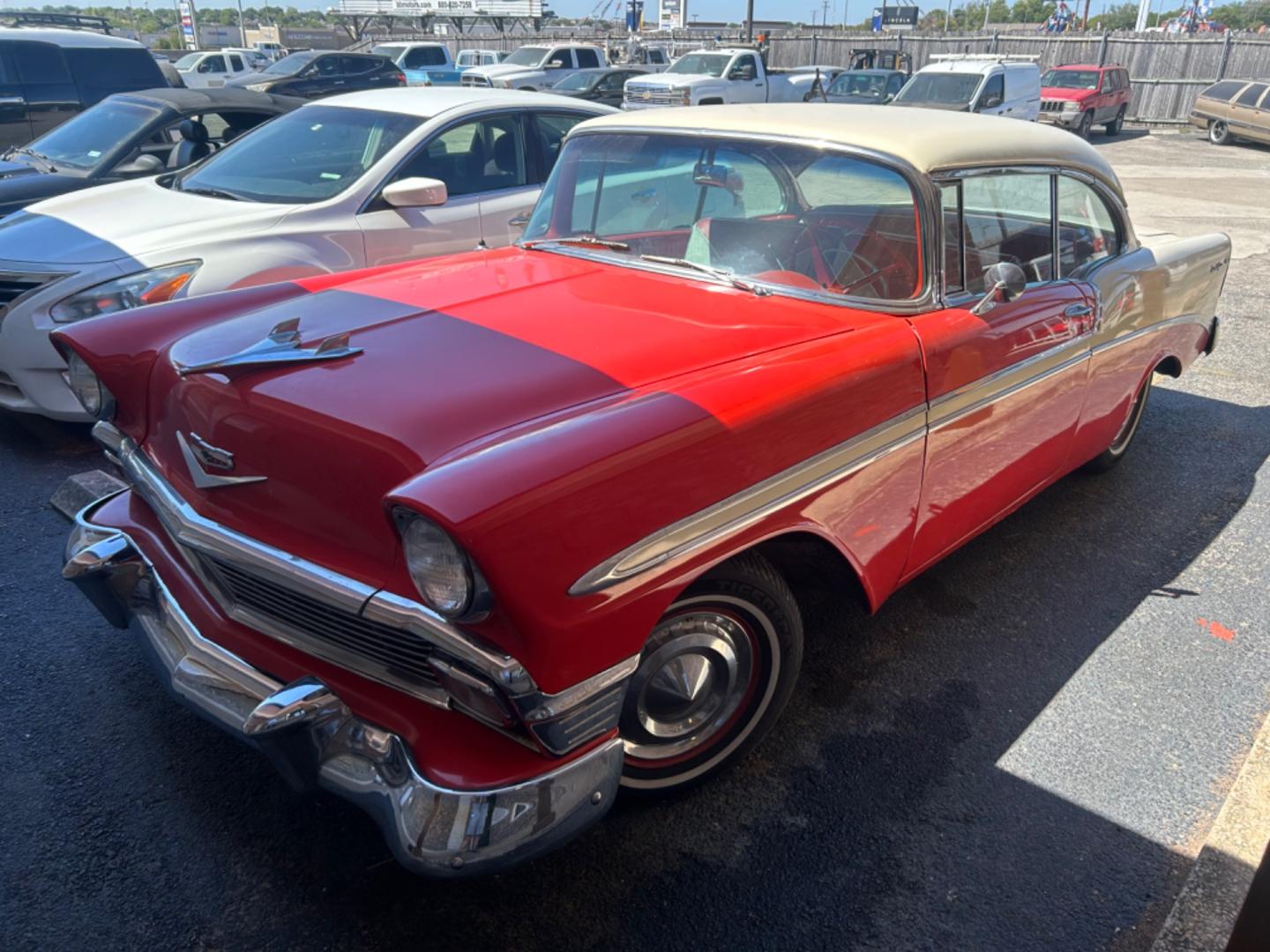 1956 Red Chevrolet Bel Air Bel Air (C56F032989) , located at 1687 Business 35 S, New Braunfels, TX, 78130, (830) 625-7159, 29.655487, -98.051491 - Photo#0